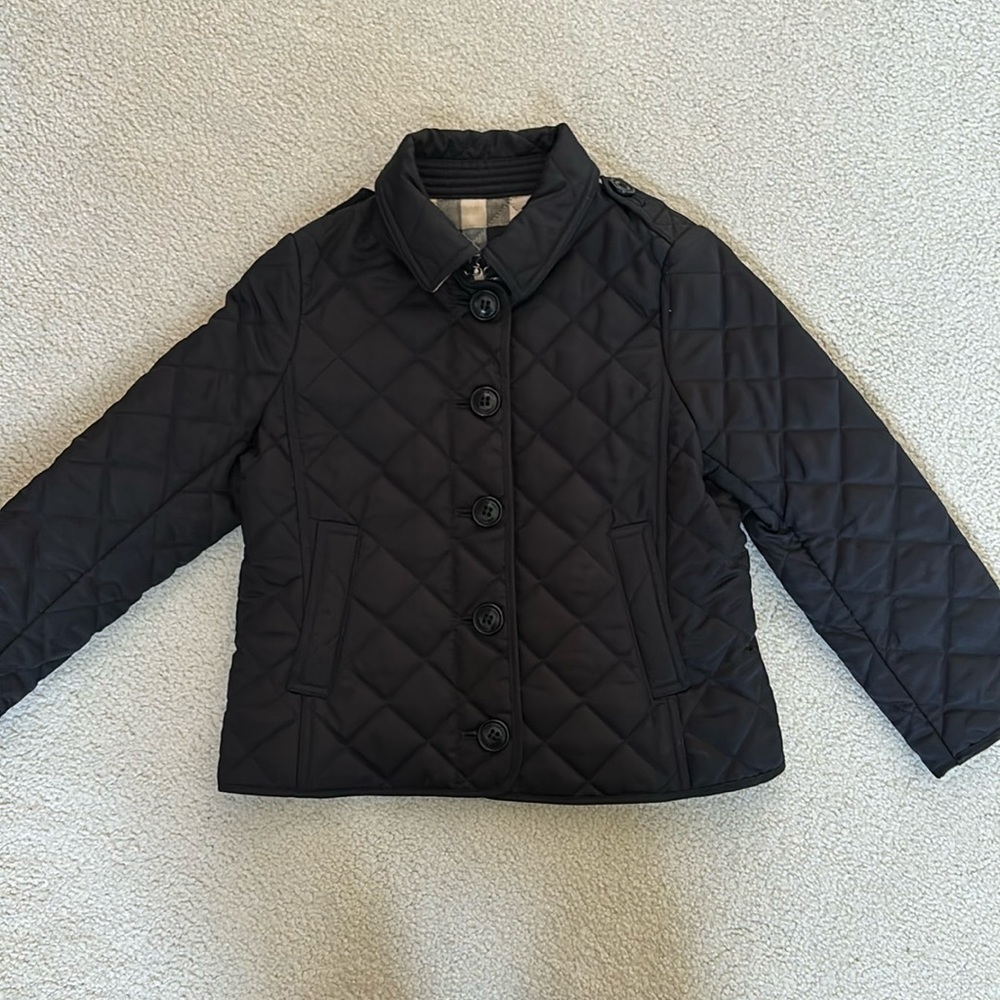 Burberry children size 4 black unisex quilted coat